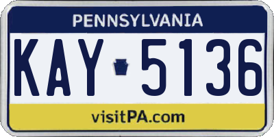 PA license plate KAY5136