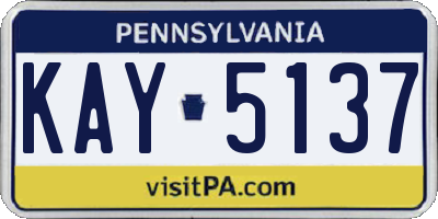 PA license plate KAY5137