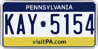 PA license plate KAY5154