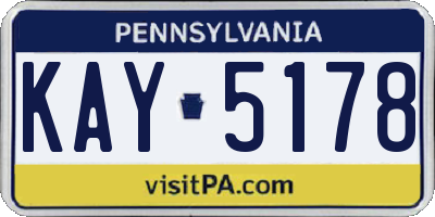 PA license plate KAY5178