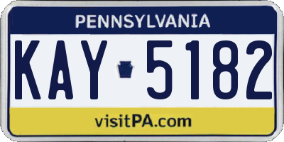 PA license plate KAY5182