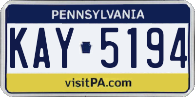 PA license plate KAY5194
