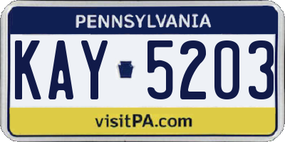 PA license plate KAY5203
