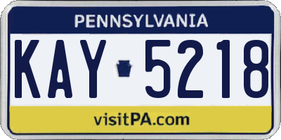PA license plate KAY5218