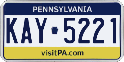 PA license plate KAY5221