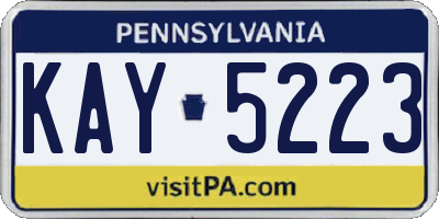 PA license plate KAY5223
