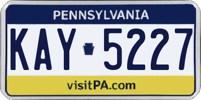 PA license plate KAY5227
