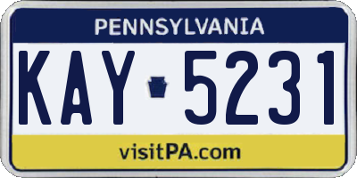 PA license plate KAY5231