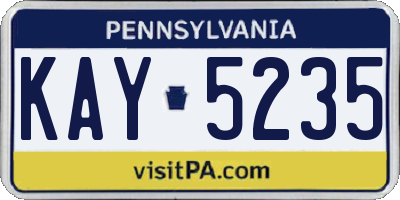 PA license plate KAY5235