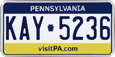 PA license plate KAY5236