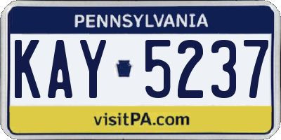 PA license plate KAY5237