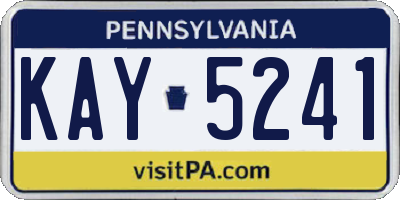 PA license plate KAY5241