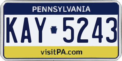 PA license plate KAY5243