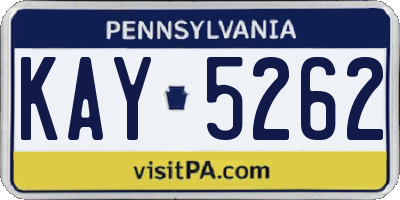 PA license plate KAY5262