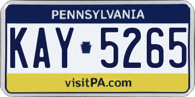 PA license plate KAY5265