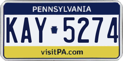 PA license plate KAY5274