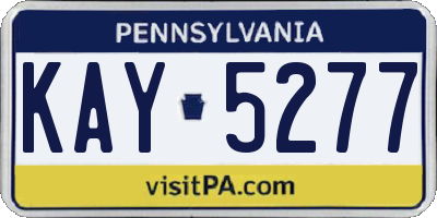 PA license plate KAY5277