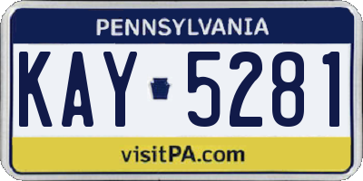 PA license plate KAY5281