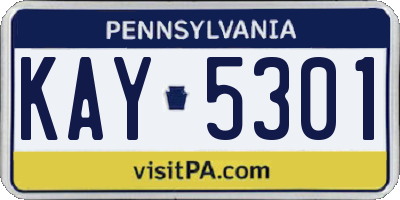 PA license plate KAY5301