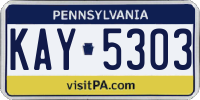 PA license plate KAY5303