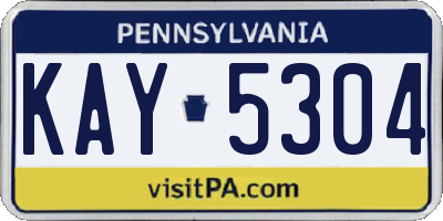 PA license plate KAY5304