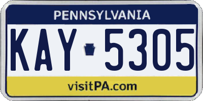 PA license plate KAY5305