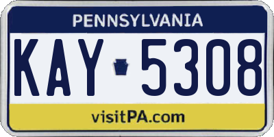PA license plate KAY5308