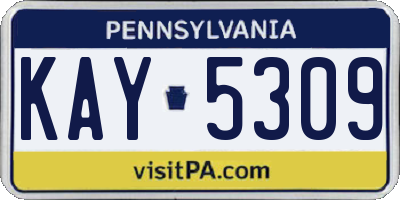PA license plate KAY5309