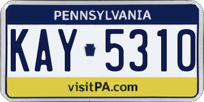 PA license plate KAY5310