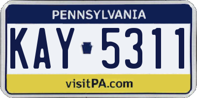 PA license plate KAY5311