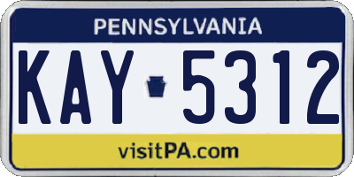 PA license plate KAY5312