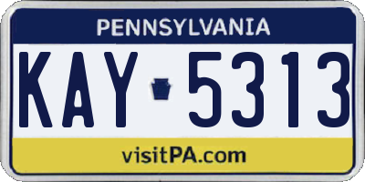 PA license plate KAY5313