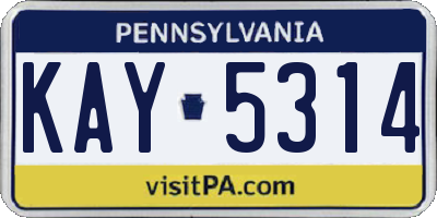 PA license plate KAY5314