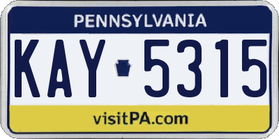 PA license plate KAY5315