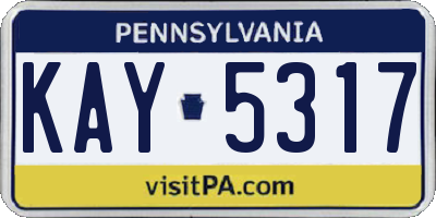 PA license plate KAY5317