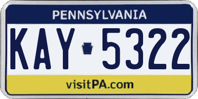 PA license plate KAY5322