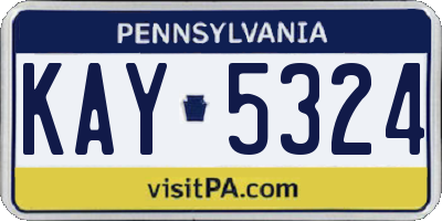 PA license plate KAY5324