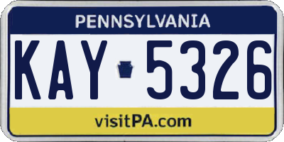 PA license plate KAY5326