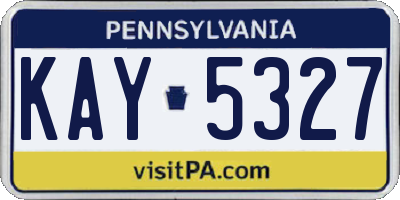 PA license plate KAY5327