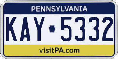PA license plate KAY5332