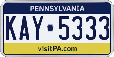 PA license plate KAY5333