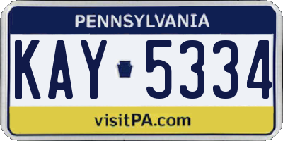 PA license plate KAY5334