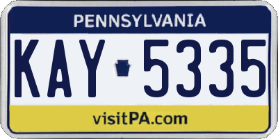 PA license plate KAY5335