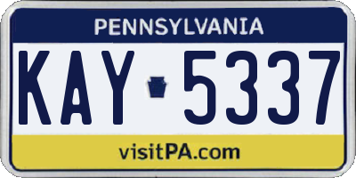 PA license plate KAY5337