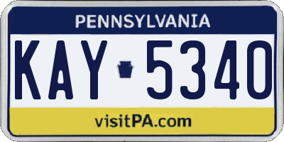 PA license plate KAY5340