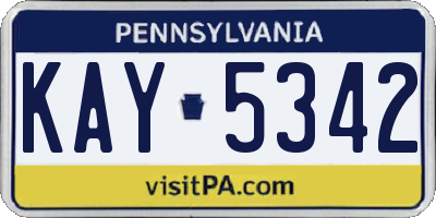 PA license plate KAY5342