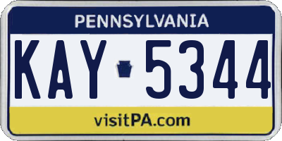 PA license plate KAY5344