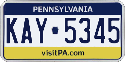 PA license plate KAY5345