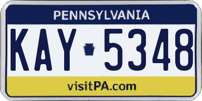 PA license plate KAY5348