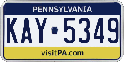 PA license plate KAY5349